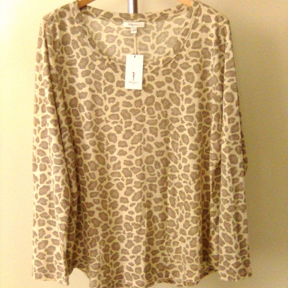 Skinnygirl Jeans Safari-Abstract Cheetah Fierce Brushed Marled Top Size 2X - Picture 3 of 11